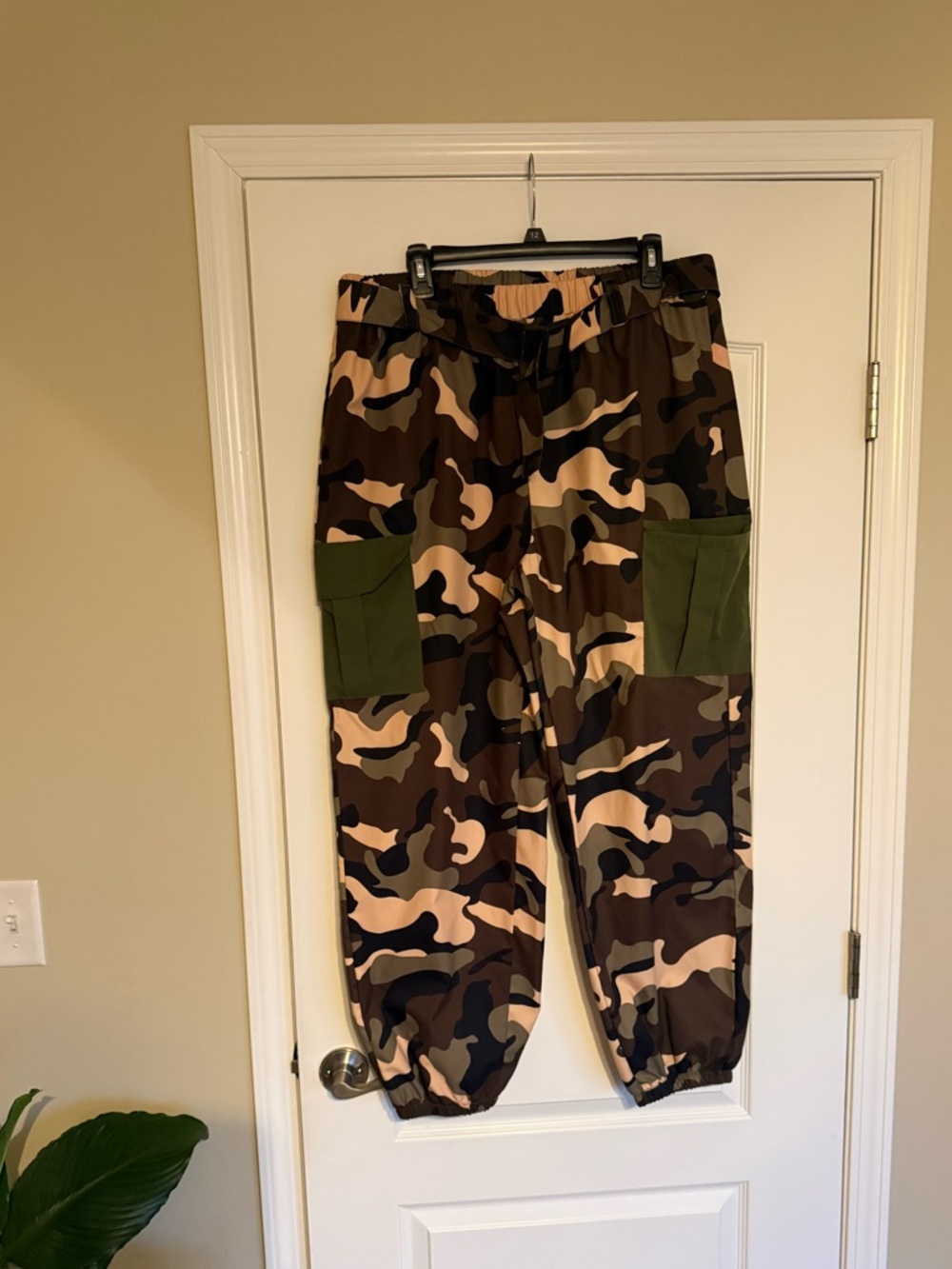 Camo Cargo Pants with Olive Green Pockets